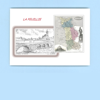 Cartes Postales impression Noir avec dpartement sur la ville de LA FEUILLIE Titre : vue