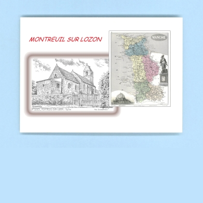 Cartes Postales impression Noir avec dpartement sur la ville de MONTREUIL SUR LOZON Titre : eglise
