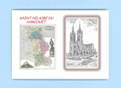 Cartes Postales impression Noir avec dpartement sur la ville de ST HILAIRE DU HARCOUET Titre : eglise