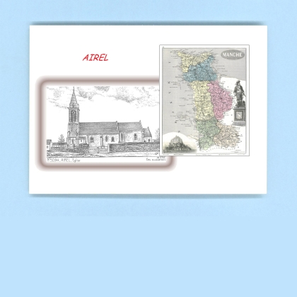 Cartes Postales impression Noir avec dpartement sur la ville de AIREL Titre : eglise