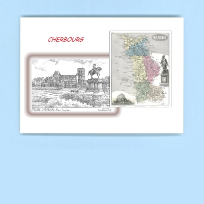 Cartes Postales impression Noir avec dpartement sur la ville de CHERBOURG Titre : place napoleon