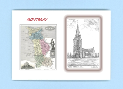 Cartes Postales impression Noir avec dpartement sur la ville de MONTBRAY Titre : eglise