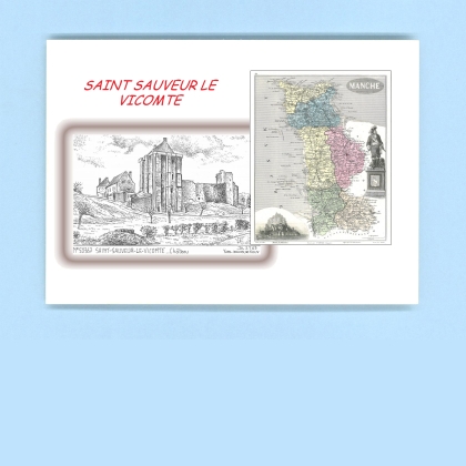 Cartes Postales impression Noir avec dpartement sur la ville de ST SAUVEUR LE VICOMTE Titre : chateau