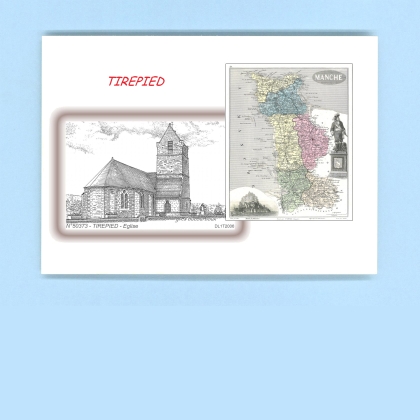 Cartes Postales impression Noir avec dpartement sur la ville de TIREPIED Titre : eglise