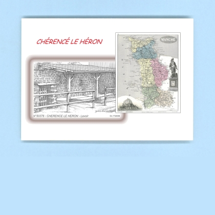 Cartes Postales impression Noir avec dpartement sur la ville de CHERENCE LE HERON Titre : lavoir