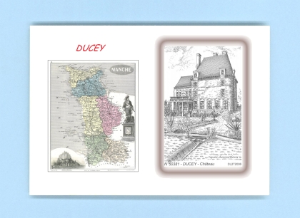 Cartes Postales impression Noir avec dpartement sur la ville de DUCEY Titre : chateau