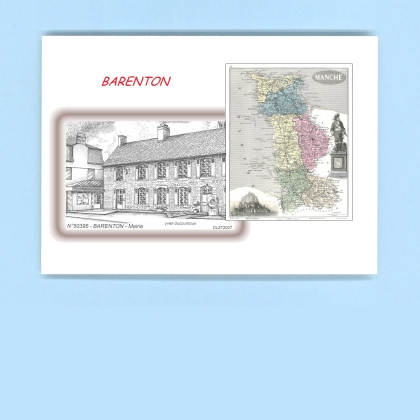 Cartes Postales impression Noir avec dpartement sur la ville de BARENTON Titre : mairie