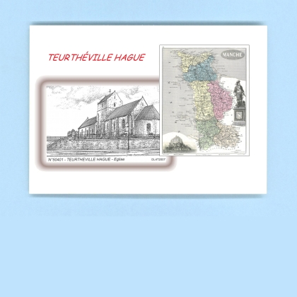 Cartes Postales impression Noir avec dpartement sur la ville de TEURTHEVILLE HAGUE Titre : eglise