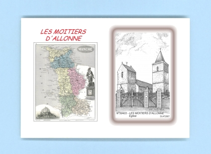 Cartes Postales impression Noir avec dpartement sur la ville de LES MOITIERS D ALLONNE Titre : eglise