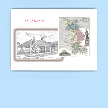 Cartes Postales impression Noir avec dpartement sur la ville de LE TEILLEUL Titre : place du champ de foire