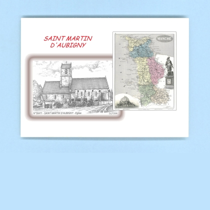 Cartes Postales impression Noir avec dpartement sur la ville de ST MARTIN D AUBIGNY Titre : eglise