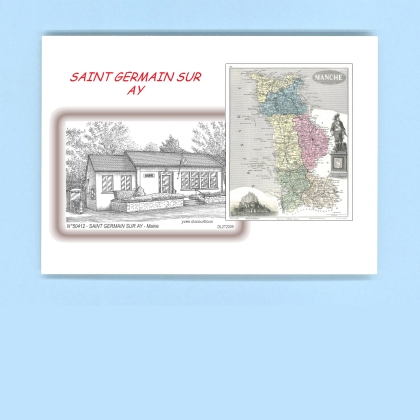 Cartes Postales impression Noir avec dpartement sur la ville de ST GERMAIN SUR AY Titre : mairie