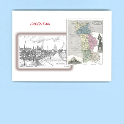Cartes Postales impression Noir avec dpartement sur la ville de CARENTAN Titre : port