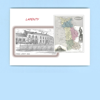 Cartes Postales impression Noir avec dpartement sur la ville de LAPENTY Titre : mairie