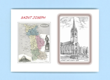 Cartes Postales impression Noir avec dpartement sur la ville de ST JOSEPH Titre : eglise