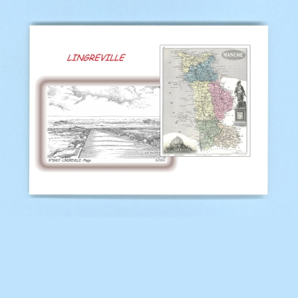 Cartes Postales impression Noir avec dpartement sur la ville de LINGREVILLE Titre : plage