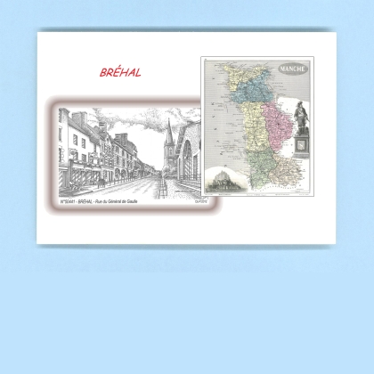 Cartes Postales impression Noir avec dpartement sur la ville de BREHAL Titre : rue du general de gaulle