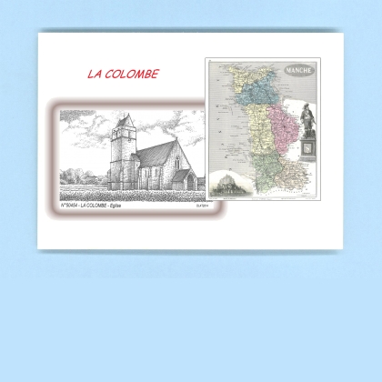 Cartes Postales impression Noir avec dpartement sur la ville de LA COLOMBE Titre : eglise