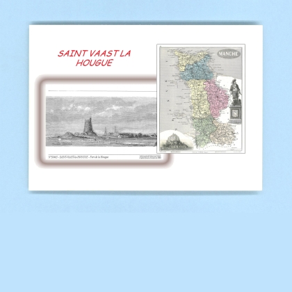 Cartes Postales impression Noir avec dpartement sur la ville de ST VAAST LA HOUGUE Titre : fort de la hougue