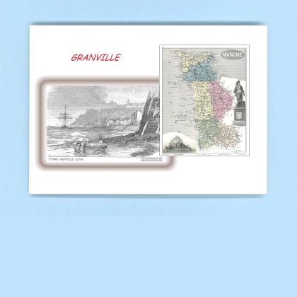 Cartes Postales impression Noir avec dpartement sur la ville de GRANVILLE Titre : le port