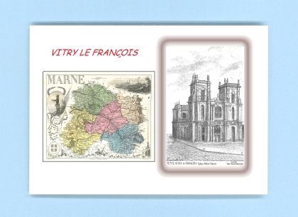 Cartes Postales impression Noir avec dpartement sur la ville de VITRY LE FRANCOIS Titre : eglise notre dame