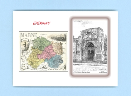 Cartes Postales impression Noir avec dpartement sur la ville de EPERNAY Titre : porte st martin