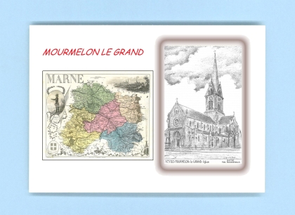 Cartes Postales impression Noir avec dpartement sur la ville de MOURMELON LE GRAND Titre : eglise