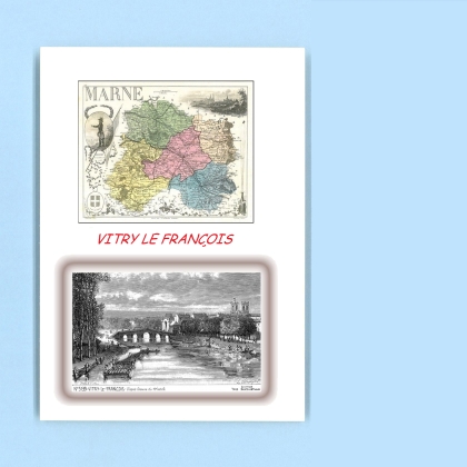 Cartes Postales impression Noir avec dpartement sur la ville de VITRY LE FRANCOIS Titre : vue