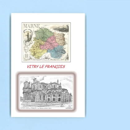 Cartes Postales impression Noir avec dpartement sur la ville de VITRY LE FRANCOIS Titre : les absides de notre dame