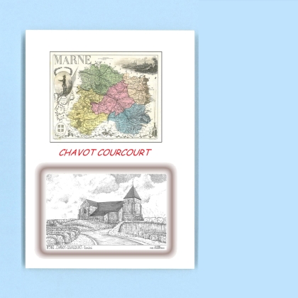 Cartes Postales impression Noir avec dpartement sur la ville de CHAVOT COURCOURT Titre : eglise