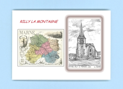 Cartes Postales impression Noir avec dpartement sur la ville de RILLY LA MONTAGNE Titre : eglise