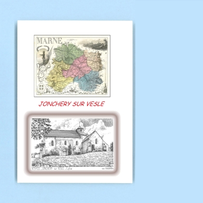 Cartes Postales impression Noir avec dpartement sur la ville de JONCHERY SUR VESLE Titre : eglise