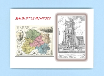 Cartes Postales impression Noir avec dpartement sur la ville de MAURUPT LE MONTOIS Titre : eglise