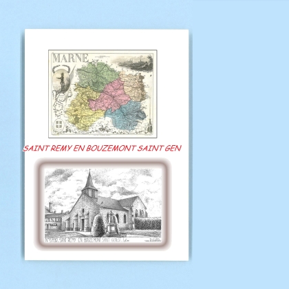 Cartes Postales impression Noir avec dpartement sur la ville de ST REMY EN BOUZEMONT ST GEN Titre : eglise