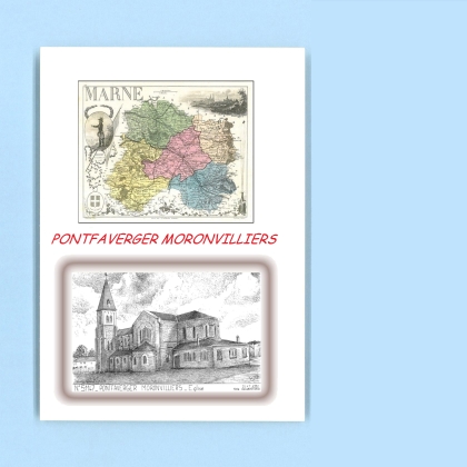 Cartes Postales impression Noir avec dpartement sur la ville de PONTFAVERGER MORONVILLIERS Titre : eglise