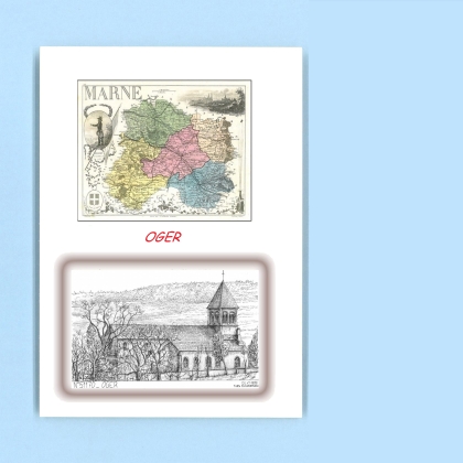 Cartes Postales impression Noir avec dpartement sur la ville de OGER Titre : vue