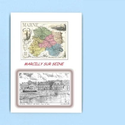 Cartes Postales impression Noir avec dpartement sur la ville de MARCILLY SUR SEINE Titre : quai de seine