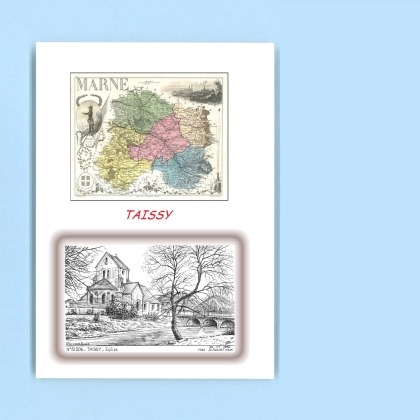 Cartes Postales impression Noir avec dpartement sur la ville de TAISSY Titre : eglise