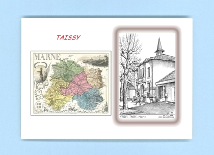 Cartes Postales impression Noir avec dpartement sur la ville de TAISSY Titre : mairie