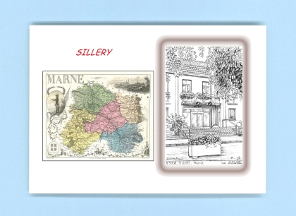 Cartes Postales impression Noir avec dpartement sur la ville de SILLERY Titre : mairie