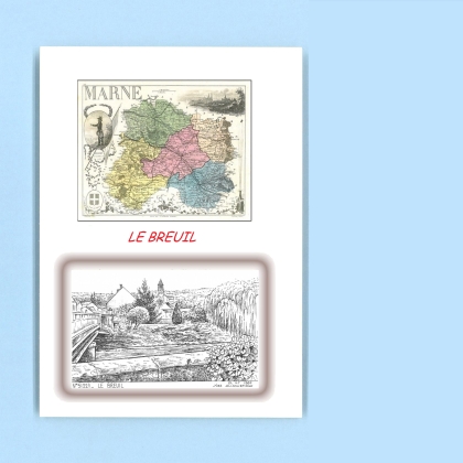 Cartes Postales impression Noir avec dpartement sur la ville de LE BREUIL Titre : vue