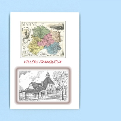 Cartes Postales impression Noir avec dpartement sur la ville de VILLERS FRANQUEUX Titre : mairie