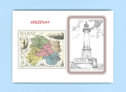 Cartes Postales impression Noir avec dpartement sur la ville de VERZENAY Titre : phare