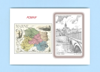 Cartes Postales impression Noir avec dpartement sur la ville de POGNY Titre : vue