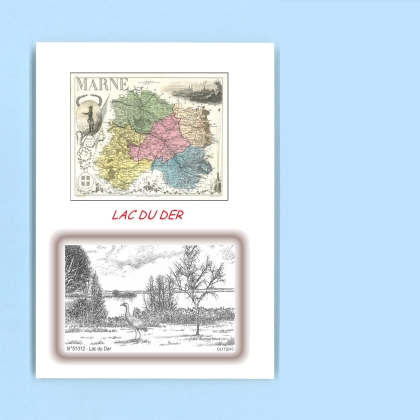 Cartes Postales impression Noir avec dpartement sur la ville de LAC DU DER Titre : 