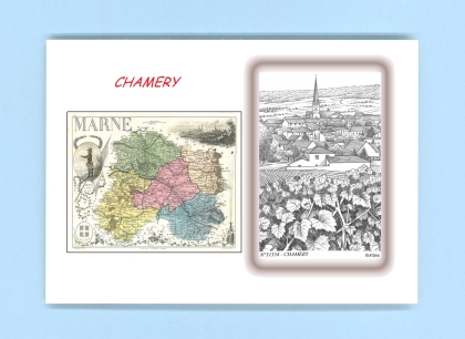 Cartes Postales impression Noir avec dpartement sur la ville de CHAMERY Titre : vue