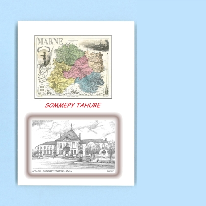 Cartes Postales impression Noir avec dpartement sur la ville de SOMMEPY TAHURE Titre : mairie