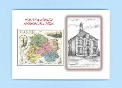 Cartes Postales impression Noir avec dpartement sur la ville de PONTFAVERGER MORONVILLIERS Titre : mairie
