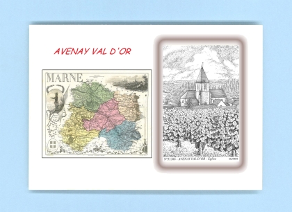 Cartes Postales impression Noir avec dpartement sur la ville de AVENAY VAL D OR Titre : eglise
