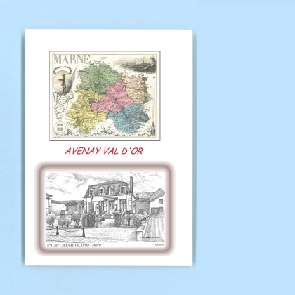Cartes Postales impression Noir avec dpartement sur la ville de AVENAY VAL D OR Titre : mairie